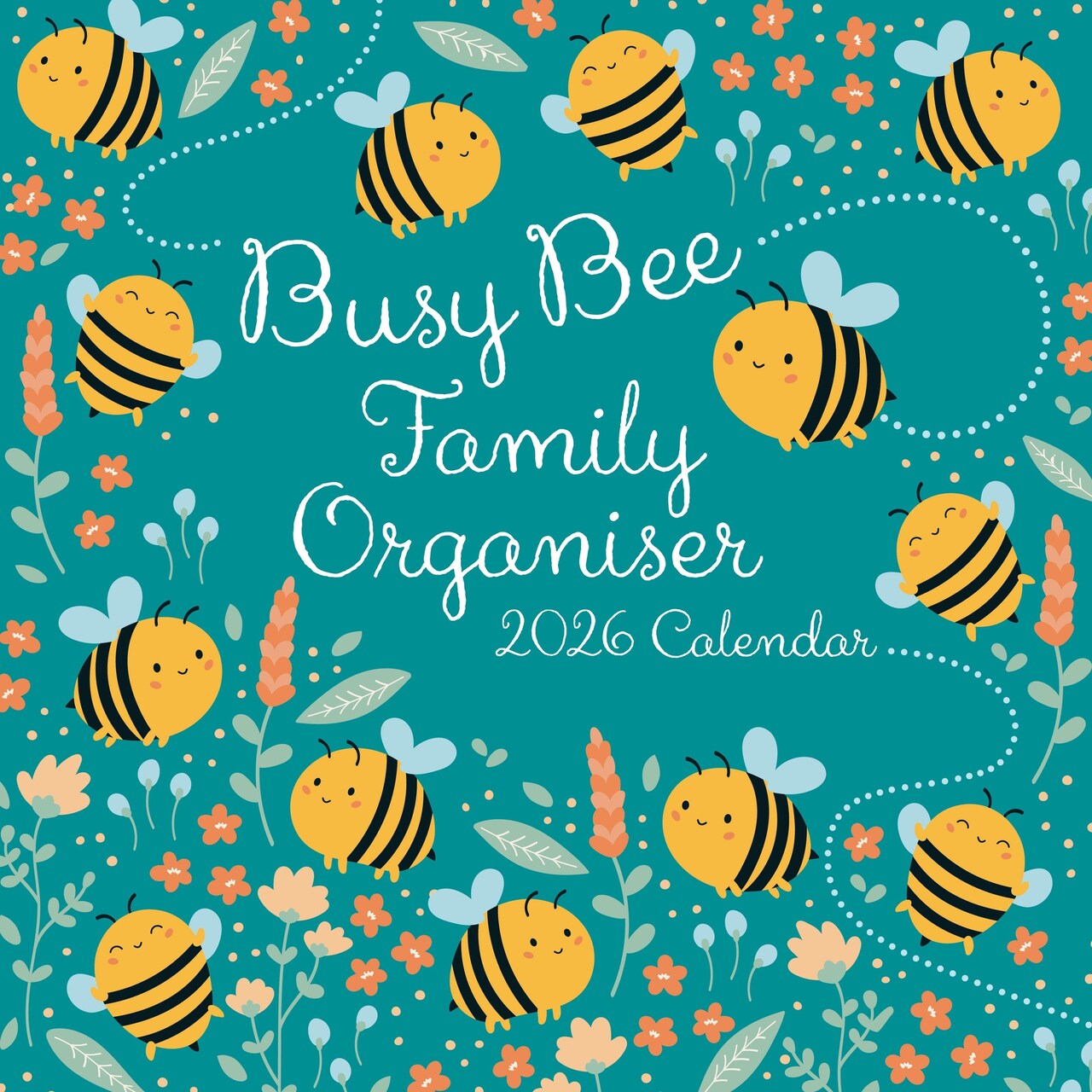 The Gifted Stationery 16-Month Square Wall Calendar - Busy Bee Artwork & 2026 Planner - 180 Reminder Stickers & Organizer Layout - Pre-Marked Holidays & 2026 Calendar - 12x12 in